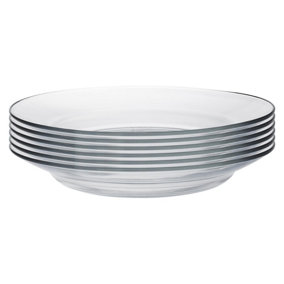 Duralex - Lys Glass Soup Plates Dishes - Tempered, Heat Resistant - 230mm - Pack of 6