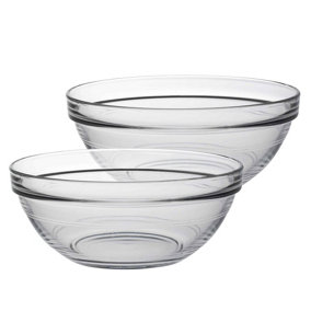 Duralex - Lys Glass Stacking Bowls for Kitchen, Serving - 17cm (7") - Pack of 6
