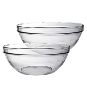 Duralex - Lys Glass Stacking Bowls for Mixing, Kitchen, Serving - 31cm (12") - Pack of 6