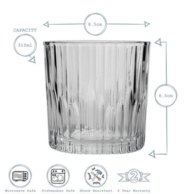 Duralex - Manhattan Vintage Whisky Glasses - 310ml Old Fashioned Rocks Tumblers - Pack of 6