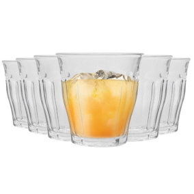 Duralex - Picardie Drinking Glasses - 220ml Tumblers for Water, Juice - Clear - Pack of 6