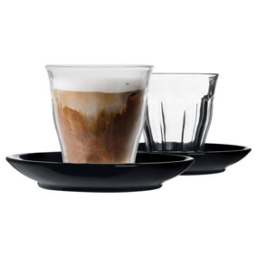Duralex - Picardie Mismatched Coffee Cup & Saucer Set - 220ml - Black - 12pc