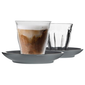 Duralex - Picardie Mismatched Coffee Cup & Saucer Set - 220ml - Grey - 12pc