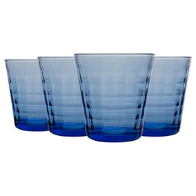Duralex - Prisme Drinking Glasses - 220ml Tumblers for Water, Juice - Blue - Pack of 4