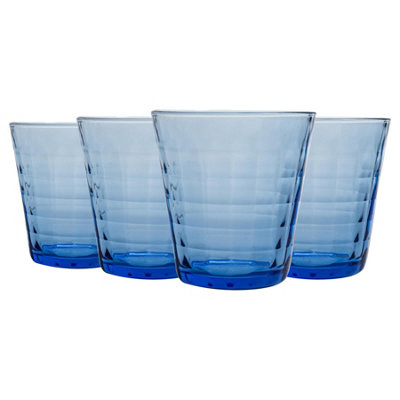 Duralex - Prisme Drinking Glasses - 275ml Tumblers for Water, Juice - Blue - Pack of 4