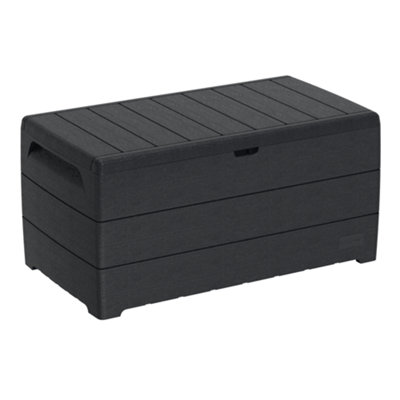 Contenitore Per Esterni Duramax Durabox 270 Litri – Cassone Per Giardino In Plastica Con Ruote, Coperchio E Maniglie, Grigio Scuro
