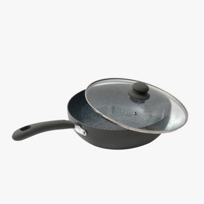 Durastone Grey 28cm Aluminium Non-Stick  Wok with lid