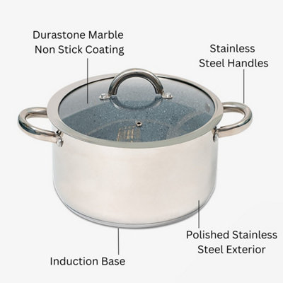 Durastone Stainless Steel 5.5L Non-Stick Stock Pot