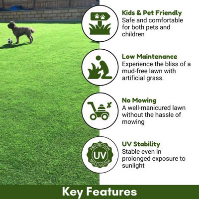 Durban 25mm Outdoor Artificial Grass,Pet-Friendly Outdoor Artificial Grass, Realistic Fake Grass-12m(39'4") X 4m(13'1")-48m²