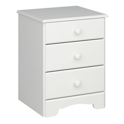 Durham Bedside Table 3 Drawers, White