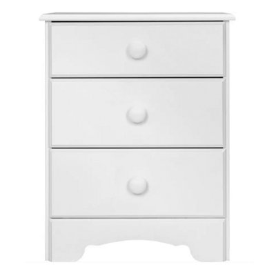 Durham Bedside Table 3 Drawers, White