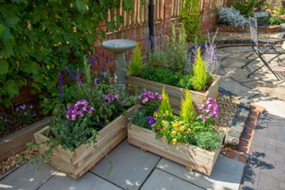 Durham Rectangular Wooden Garden Planters - Set of 3