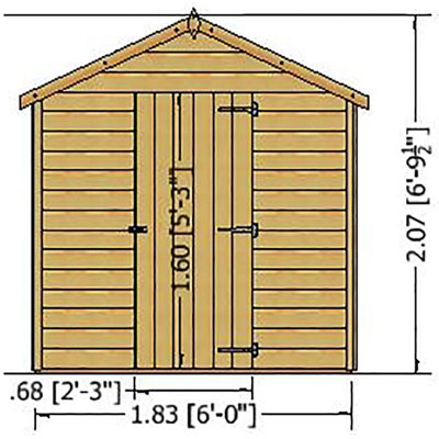 Durham Single Door Tongue and Groove Garden Shed Workshop Approx 8 x 6 Feet