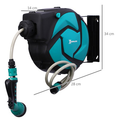 DURHAND 10M Water Hose Reel Compact Garden Patio Car Locking Auto Retract Spray - 3