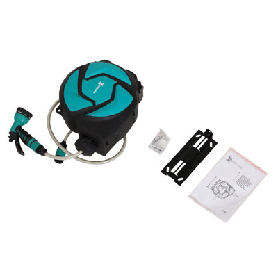 DURHAND 10M Water Hose Reel Compact Garden Patio Car Locking Auto Retract Spray - 8