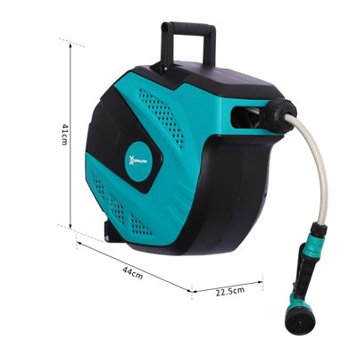 DURHAND 15M Water Hose Reel Compact Garden Car Auto Retract Spray Nozzle - 3