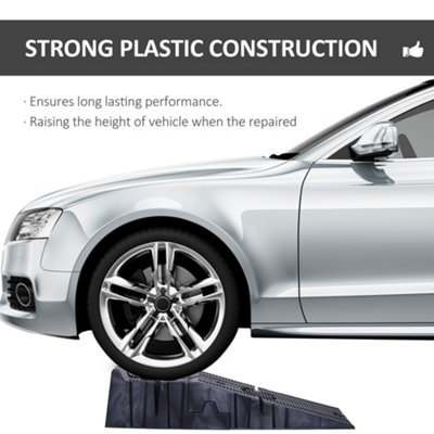 DURHAND 2.5 Ton Plastic Car Lifting Ramps Automotive Vehicle Garage, Black