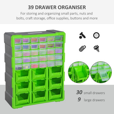 DURHAND 39 Drawer Parts Organiser Wall Mount Storage Cabinet Tool Clear ...