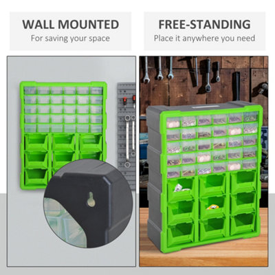 DURHAND 39 Drawer Parts Organiser Wall Mount Storage Cabinet Tool Clear ...