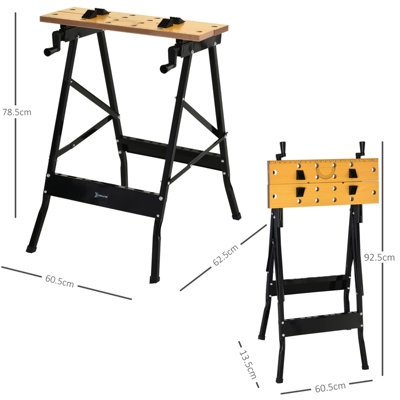 DURHAND 4-in-1 Work Bench Adjustable Saw Horse Clamp Table Foldable Black - 3