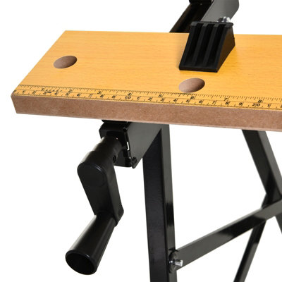 DURHAND 4-in-1 Work Bench Adjustable Saw Horse Clamp Table Foldable Black - 9