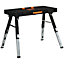 DURHAND 5 In 1 Multi-function Folding Workbench, Adjustable Work Bench, Sawhorse, Dolly, Creeper with Wheels Black