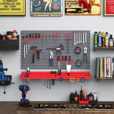 DURHAND 54 Pcs On Wall Tool Equipment Holding Pegboard Home DIY Garage Organiser