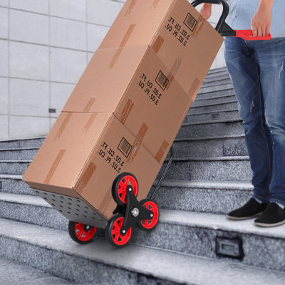 DURHAND Climbing Stairs Trolley Hand Trucks 6-Wheels Foldable Load Cart Steel