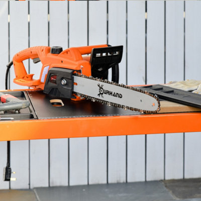 DURHAND Electric Chainsaw Garden Tools, 2000 W, 40 cm Blade for Wood, Orange