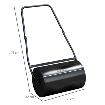 DURHAND Garden Lawn Roller 38L Steel Push Grass Mower Water Sand Filled - 3