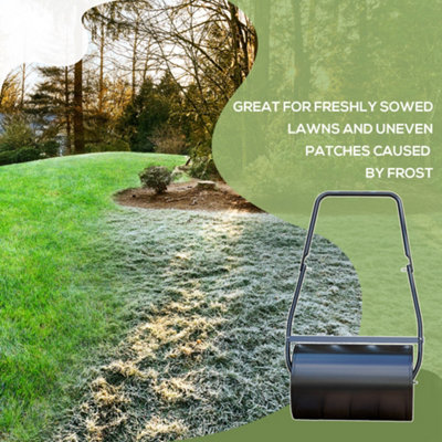 DURHAND Garden Lawn Roller 38L Steel Push Grass Mower Water Sand Filled - 6