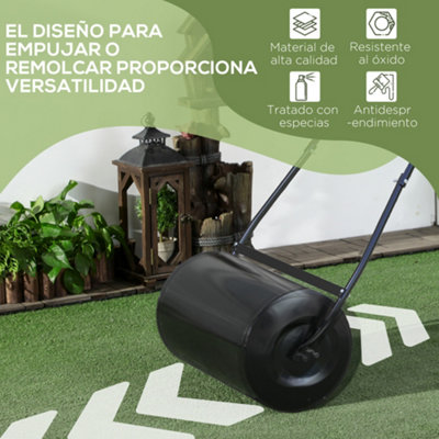 DURHAND Garden Lawn Roller 38L Steel Push Grass Mower Water Sand Filled - 7