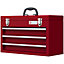 DURHAND Lockable 3 Drawer Tool Chest with Ball Bearing Slide Drawers Red