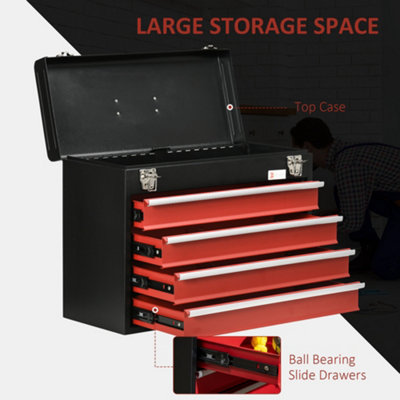 DURHAND Lockable 4 Drawer Tool Chest w/ Ball Bearing Slide Drawer 51cmx22cmx40cm - 5