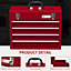 DURHAND Lockable 4 Drawer Tool Chest with Ball Bearing Slide Drawers Red
