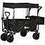 DURHAND Outdoor Push Pull Wagon Stroller Cart  Canopy Top Black