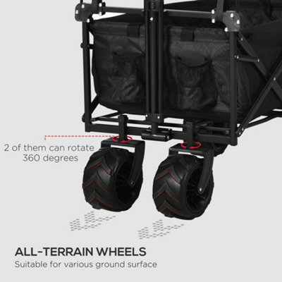 DURHAND Outdoor Push Pull Wagon Stroller Cart  Canopy Top Black - 4
