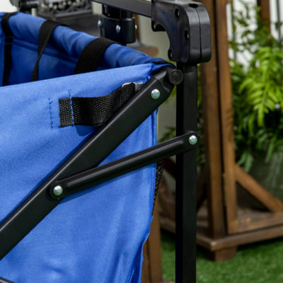 DURHAND Outdoor Push Pull Wagon Stroller Cart  Canopy Top Blue - 8