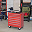 DURHAND Roller Tool Cabinet Storage Chest Box 7 Drawers Roll Wheels Garage Workshop Red
