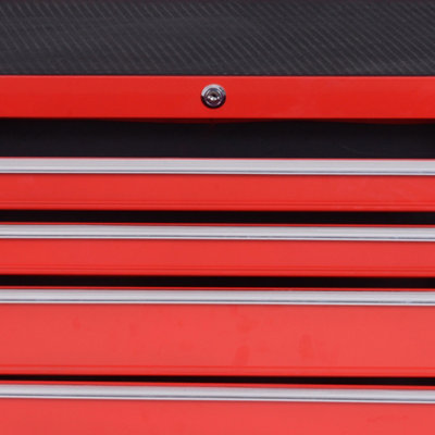 7-Drawer Rolling Tool Chest - Metal Tool Storage Cabinet With Lock, Wheels & Brakes (Red)
