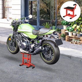 DURHAND Steel Motorbike Jack Lift Rubber Platform Crank Lift Manual Repair Table