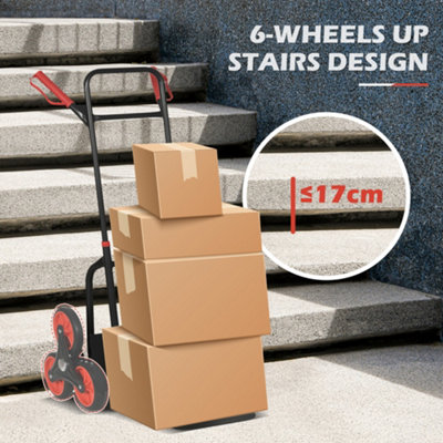 Climbing Stairs Trolley Hand Trucks 6-Wheels Foldable Load Cart Steel