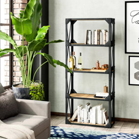Durian Industrial Metal And Wood Large Bookcase