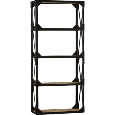 Durian Industrial Metal And Wood Large Bookcase