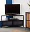 Durian Industrial Upcycled Metal Black And Wood 2 Door With Shelf Corner Tv Media Unit