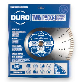 Duro Universal Concrete & Building Materials 300mm Diamond Blade Twin Pack