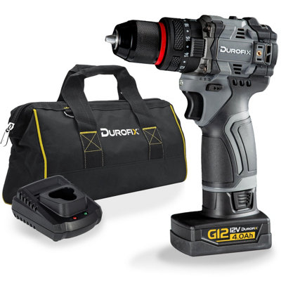 Durofix G12 Cordless Drill 12V 50Nm Combi Drill Driver Kit 4.0Ah Battery, Charger and Canvas Bag