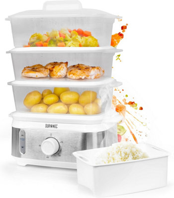 Duronic 3 Tier Food Steamer FS95 Electric Steamer for Food Cooking ...