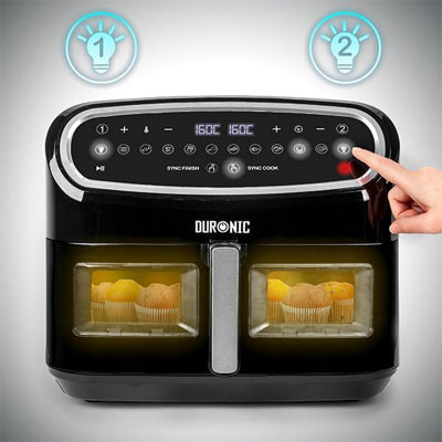 Duronic AF14 BK Large Air Fryer Single 10L Drawer with Visual Window ...