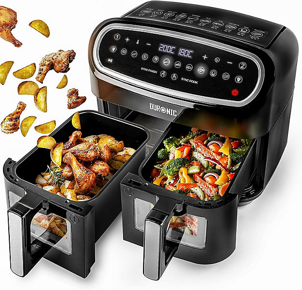 Duronic AF24 Air Fryer, 9L Large Dual Zone Family Sized Cooker